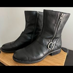 Born Roa Black Leather Moto Double Zip Ankle Boots size 8.5 women’s
